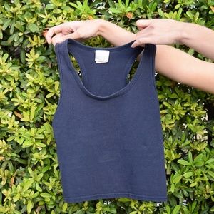 Vintage Navy Blue Crop Top